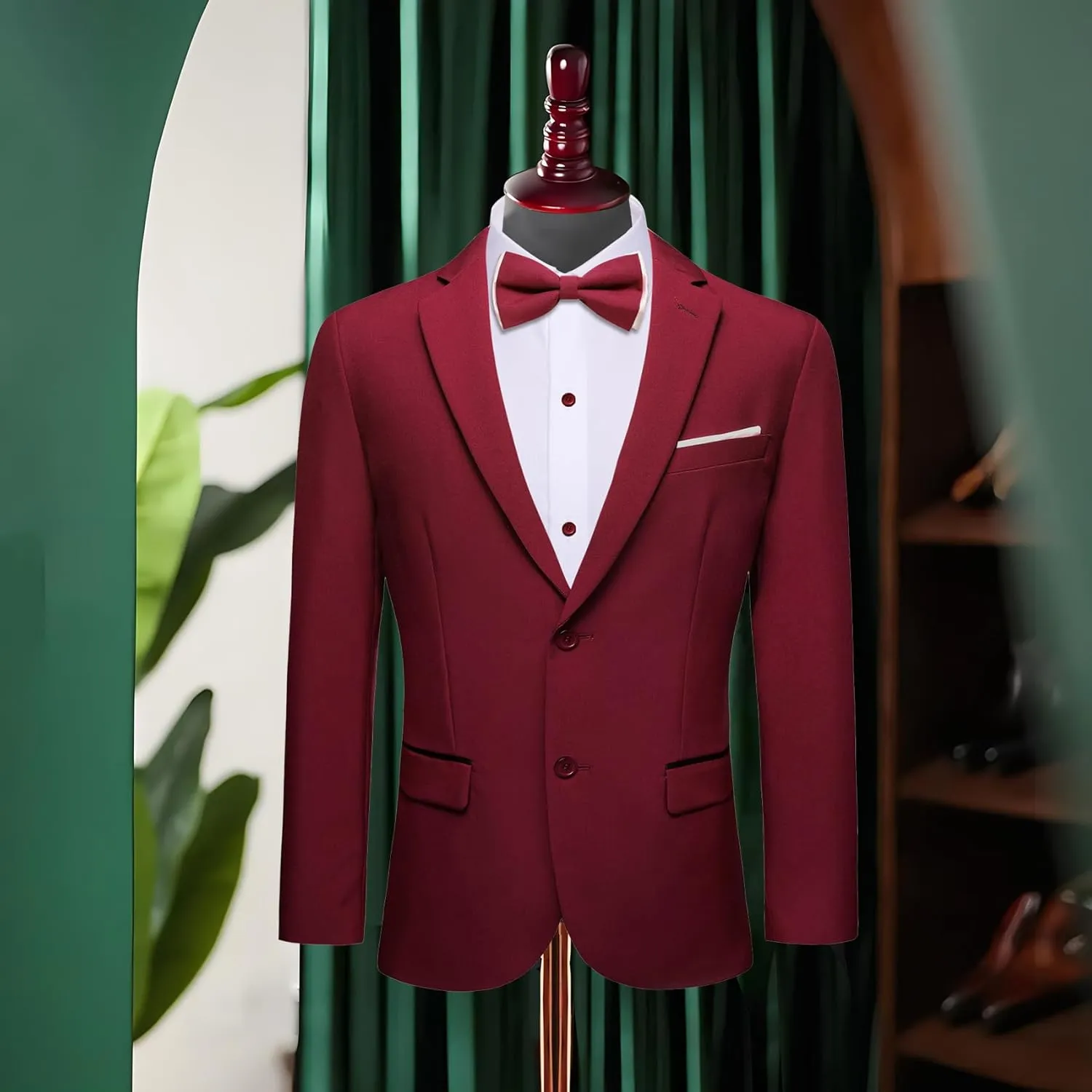 Barry.Wang Mens Casual Sport Coat Solid Blazer Tuxedo Suit Jacket Regular Fit Wedding Business Gift