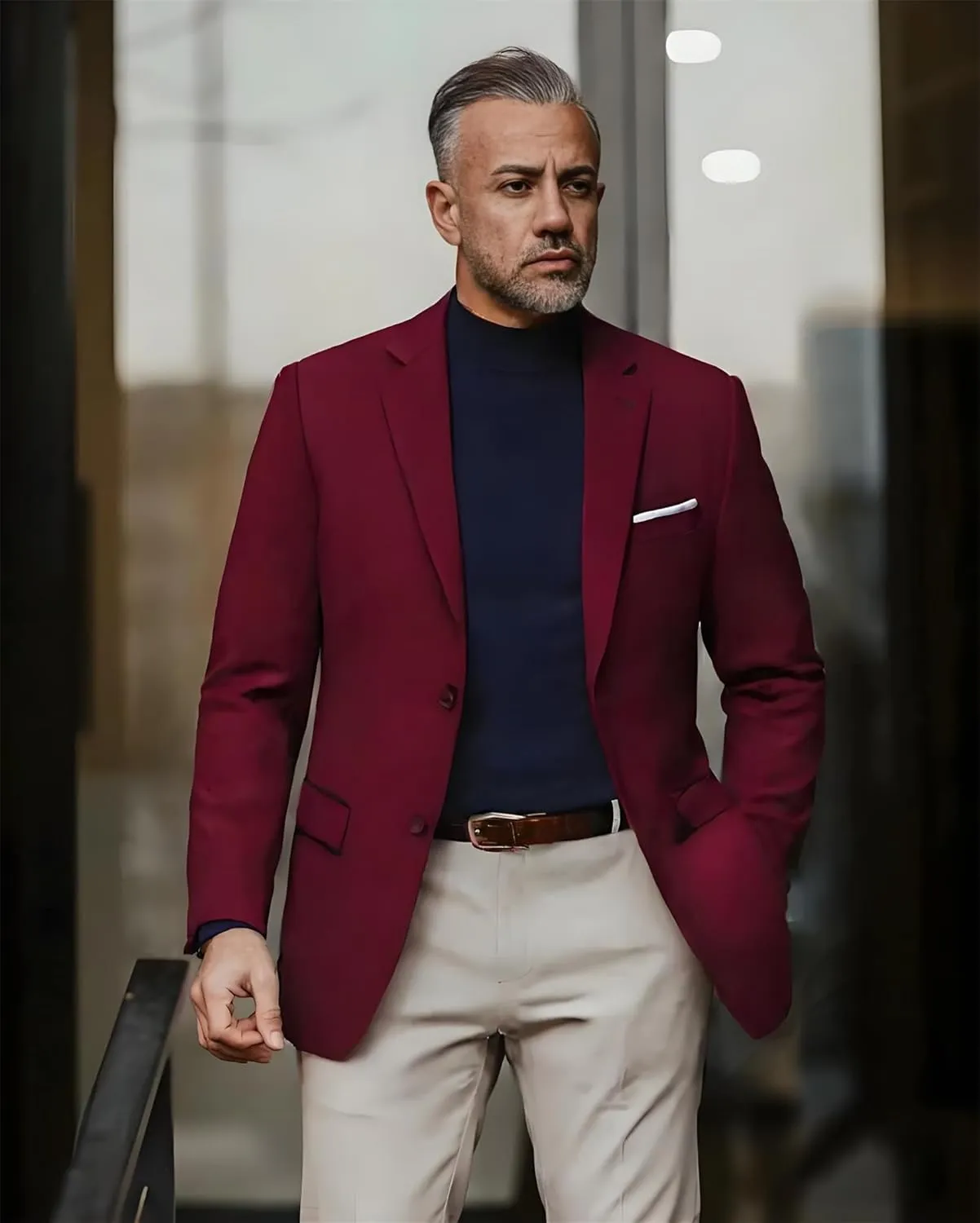 Barry.Wang Mens Casual Sport Coat Solid Blazer Tuxedo Suit Jacket Regular Fit Wedding Business Gift