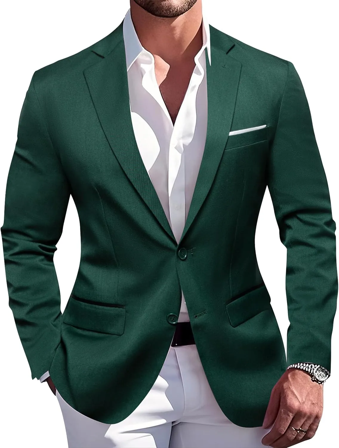 Barry.Wang Mens Casual Sport Coat Solid Blazer Tuxedo Suit Jacket Regular Fit Wedding Business Gift