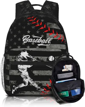 Baseball Backpack for Boys Sports Theme Kids Backpack School Bag for Elementary Middle School Baseball Travel Bookbag for Age 6-18 Teen Kids Back Pack