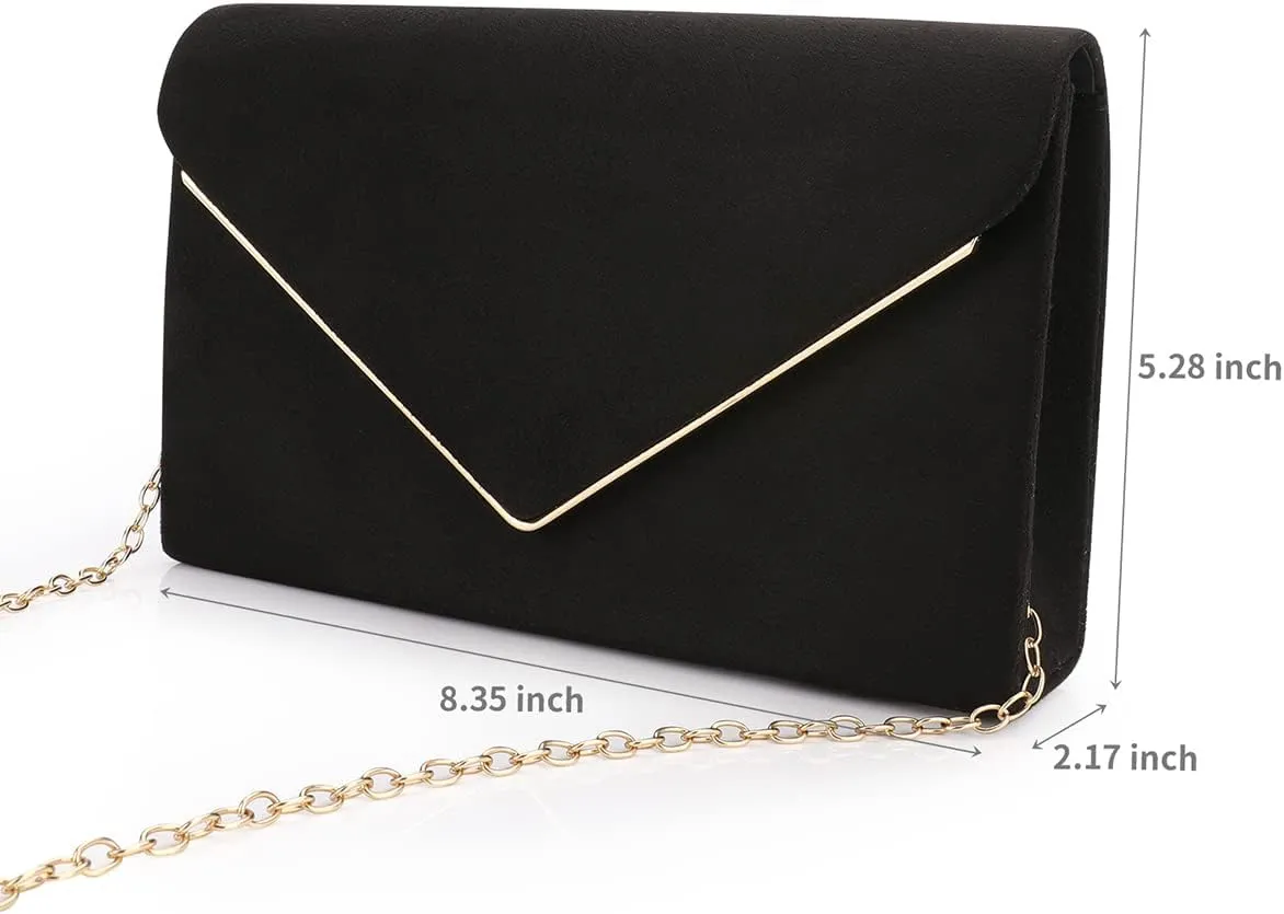 BBjinronjy Clutch Purse for Women Evening Bags Handbags for Wedding Party Cocktail Prom Faux Suede Crossbody Shoulder Bag