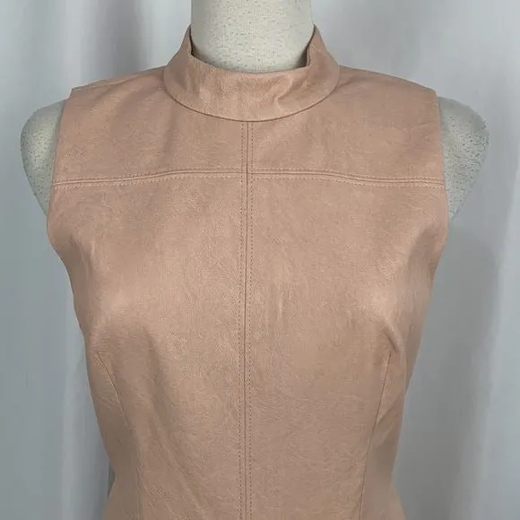 BCBG NWT Pink Faux Leather MIDI Dress