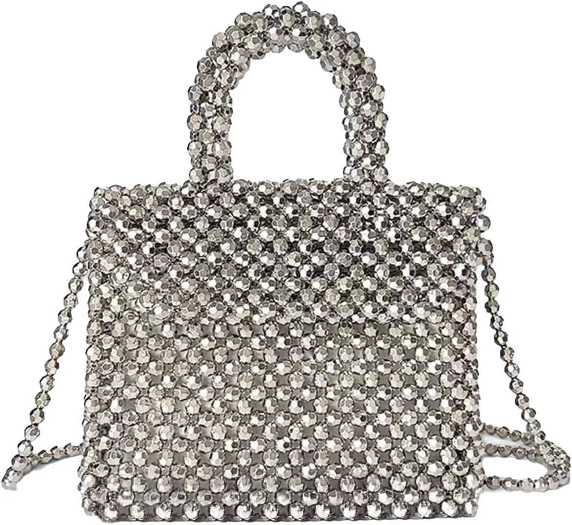 Beaded Purse Top Hand Evening Beaded Bags for Women Dressy Wedding Bachelorette Party Guest Bag Bridal Accessory