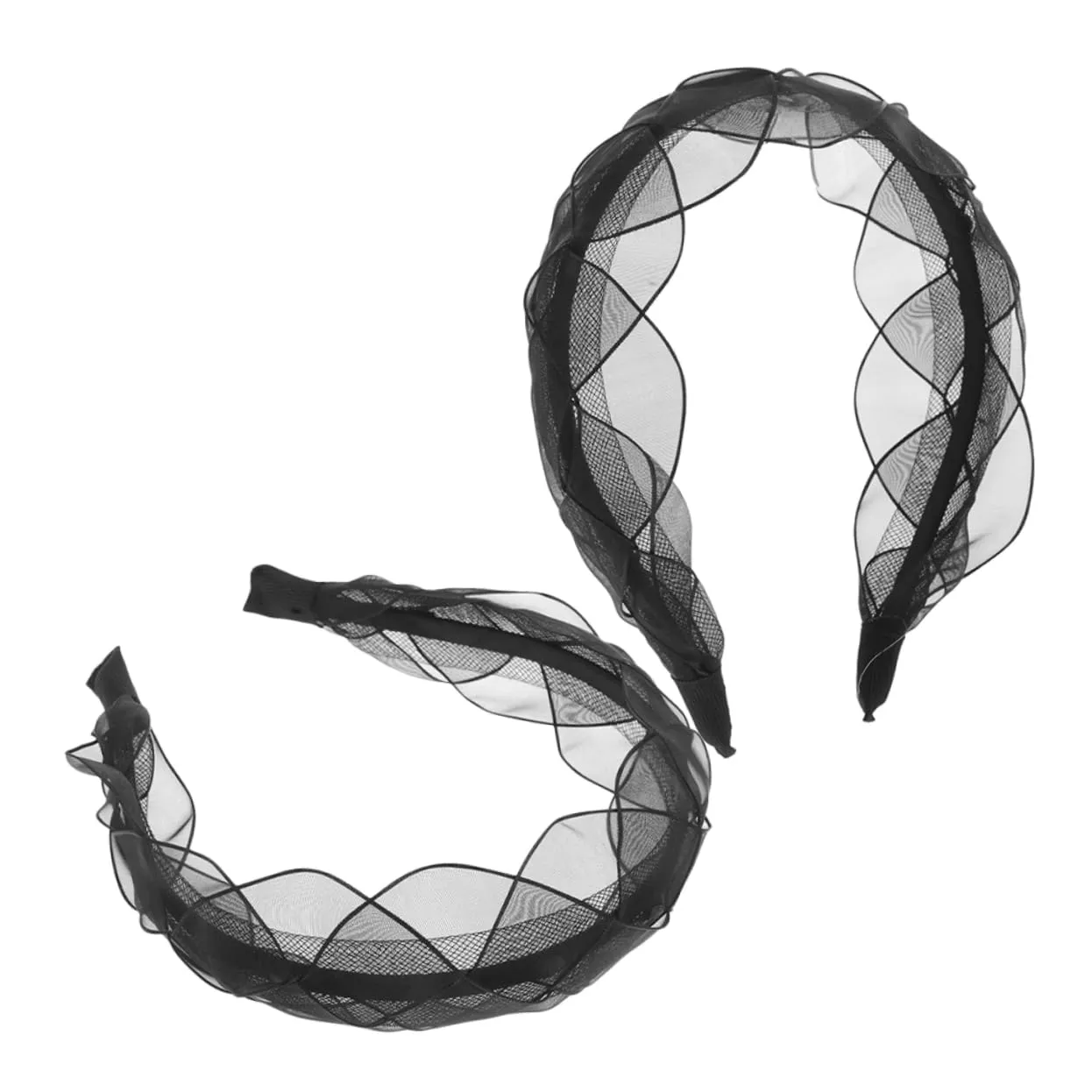 BESTYASH 2pcs Mesh Headband Women Wide Headband Hair Accessories Hairband Black for Lady