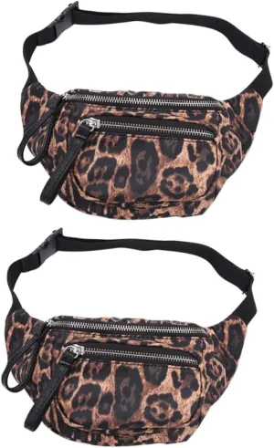 BESTYASH 2pcs Stylish Women's Leopard Print Waist Bag Compact and Versatile Zipper Pouch for Travel