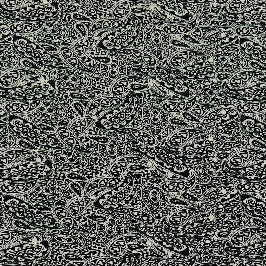 Black and Beige Paisley Knit Fabric