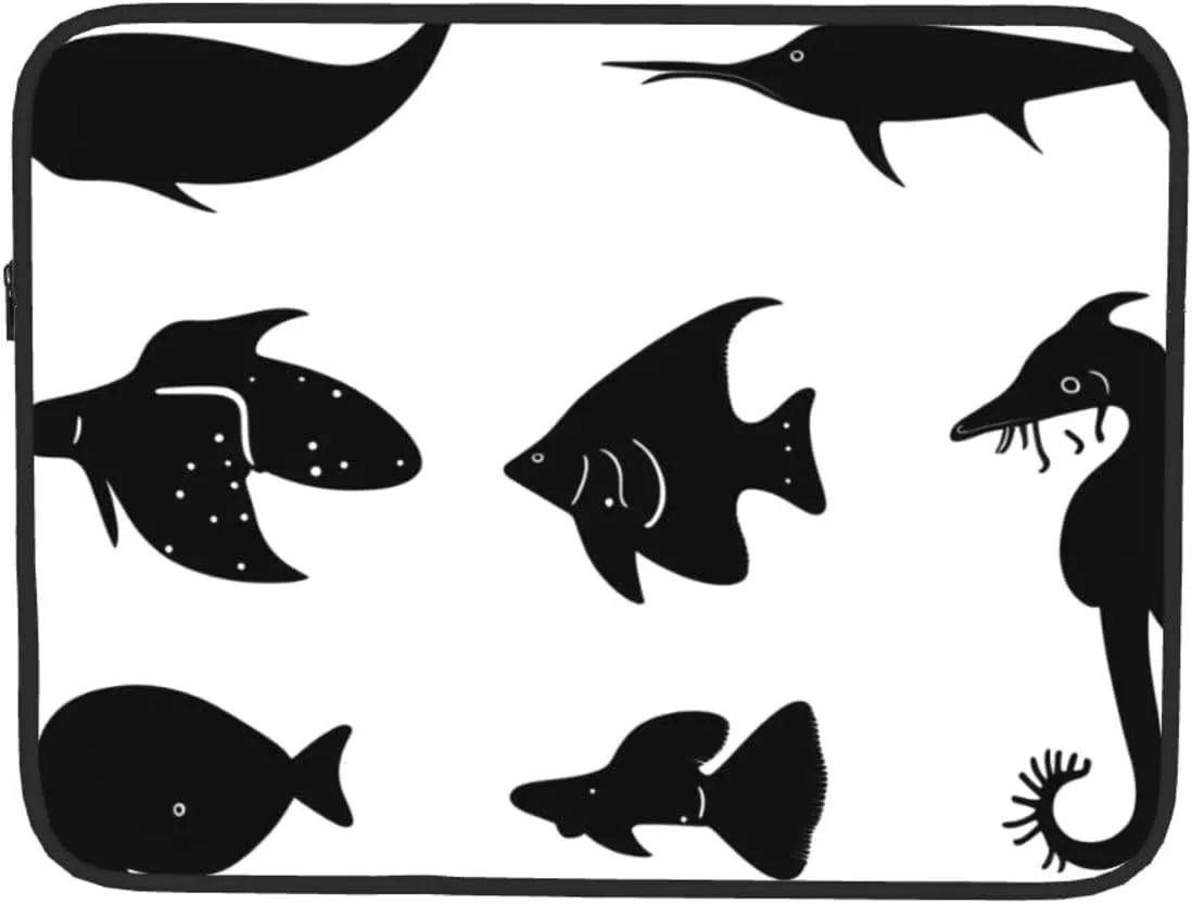 Black And White Fish Shockproof And Waterproof Computer Bag, Suitable For Business Trips Office