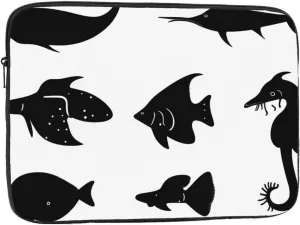 Black And White Fish Shockproof And Waterproof Computer Bag, Suitable For Business Trips Office