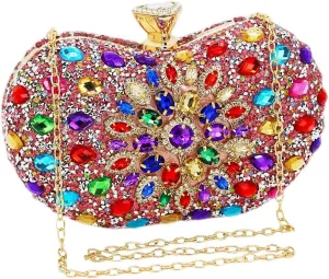 Black Clutch Purse For Women Evening Sparkly Bag Party Rhinestone Floral Handbags Bride Wallet
