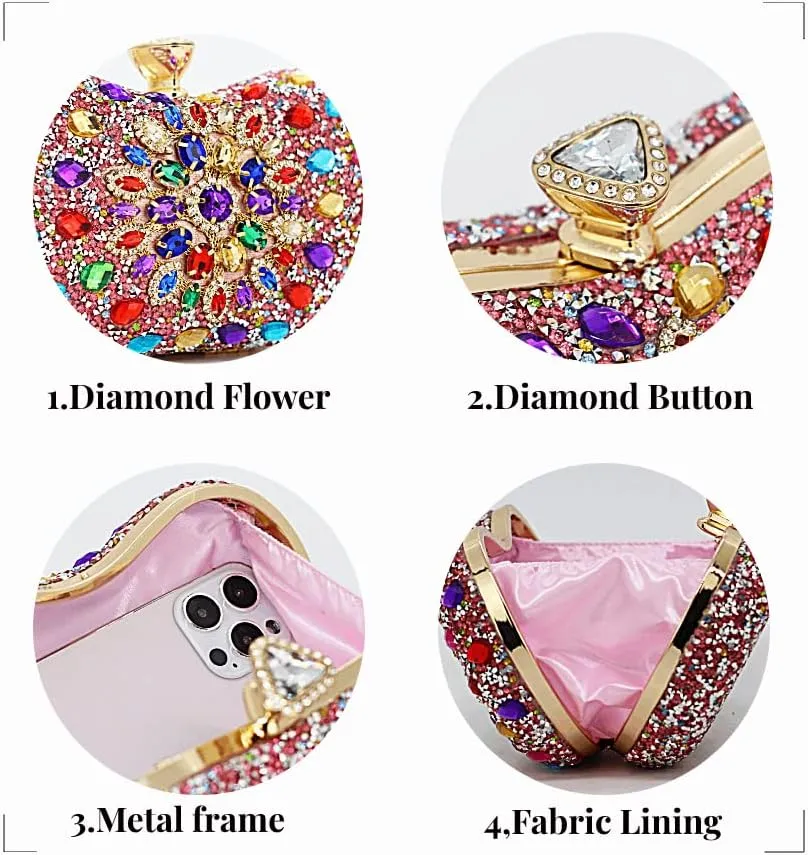 Black Clutch Purse For Women Evening Sparkly Bag Party Rhinestone Floral Handbags Bride Wallet
