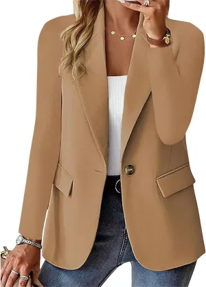 Blazers for Women Business Casual Lightweight Office Work Suit Jacket Elegant Lapel Long Sleeve Blazer with Pockets