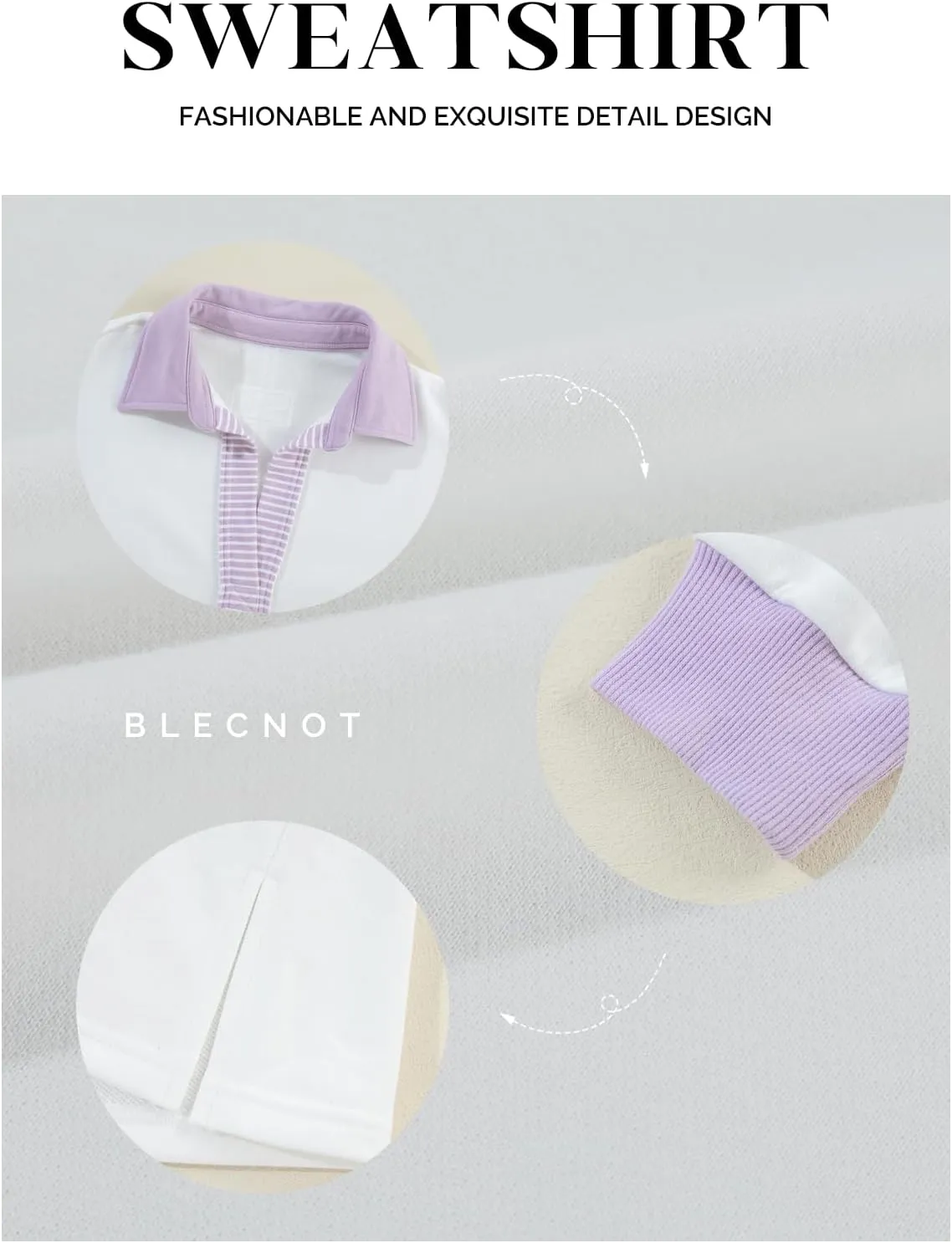 BLENCOT Women Oversized Sweatshirts Color Block Long Sleeve Loose V Neck Fall Outfits 2024 Fashion Slit Pullover