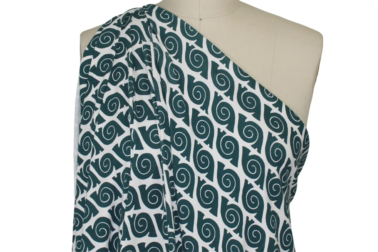 Blow Your Horn Organic Cotton Jersey - Dark Green on White