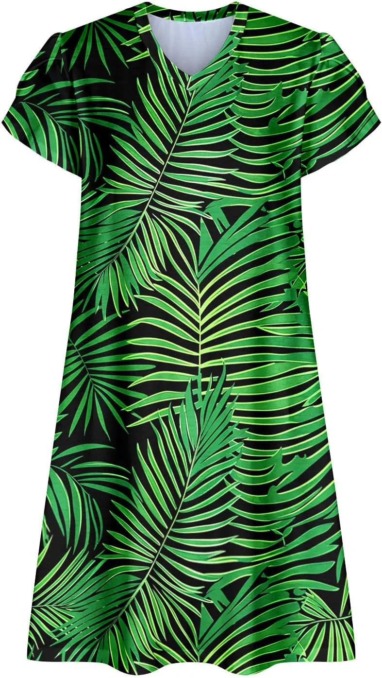 Boho Floral Dresses for Women Summer Short Petal Sleeve Mini Shirt Dress Loose Casual Beach Holiday Sundresses