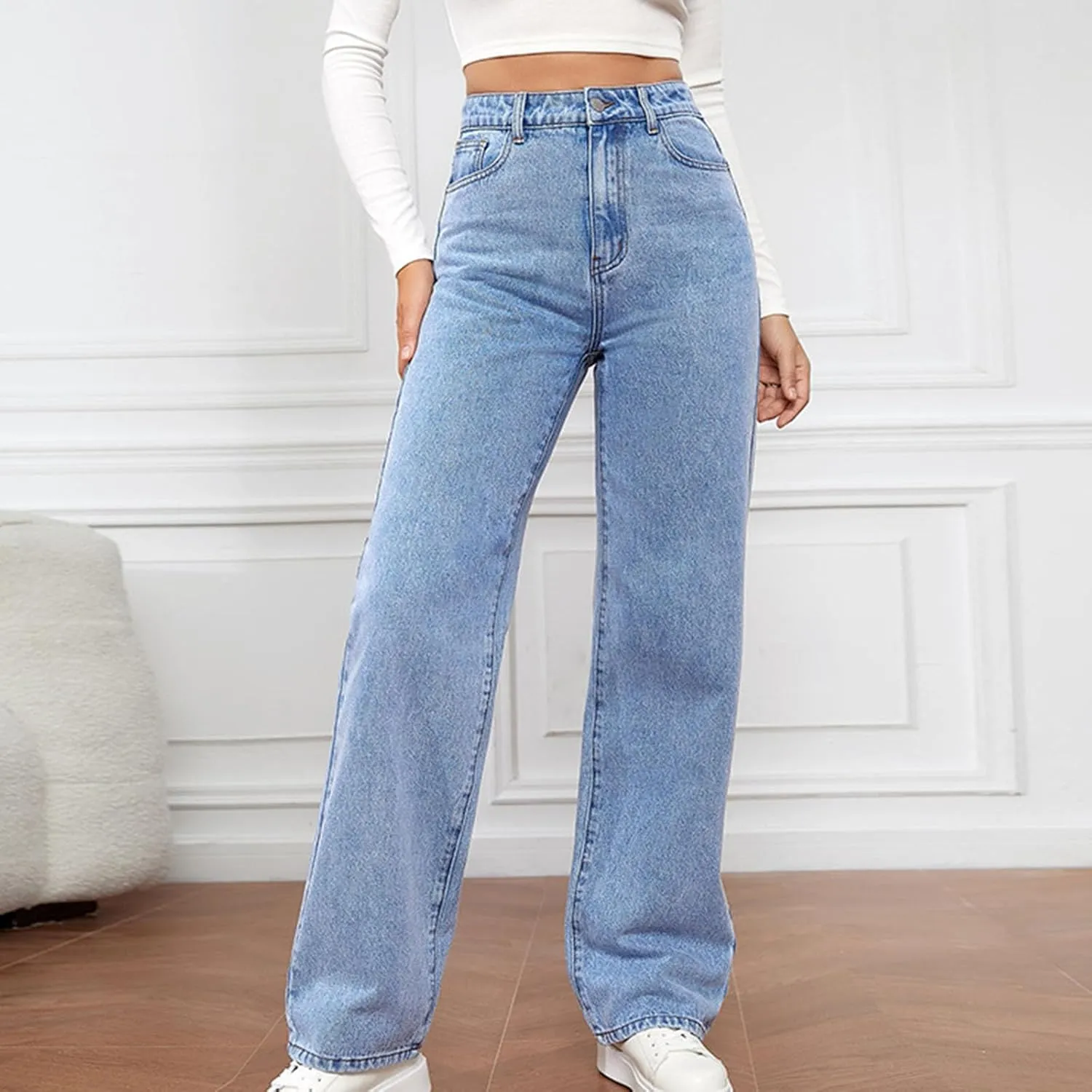 Bootcut Jeans for Women High Rise Straight Leg Denim Pants Stretchy Trendy Trousers Fashion Skinny Loose Fit Jean Pants