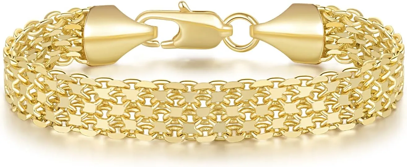Bracelet 14K Gold Bracelets for Women Gold Bracelets for Women's Widen Chain Bracelet Jewelry Gift for Women 6.5/7/7.5/8/8.5in
