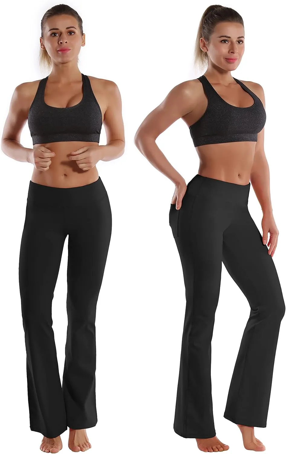 BUBBLELIME 29"/31"/33"/35" 3 Styles Women's Bootcut Yoga Pants Basic/Back Pockets High Waist Workout Tummy Control Flare