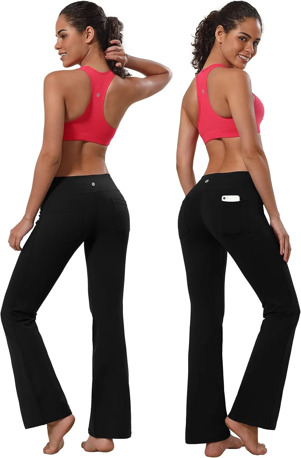 BUBBLELIME 29"/31"/33"/35" 3 Styles Women's Bootcut Yoga Pants Basic/Back Pockets High Waist Workout Tummy Control Flare