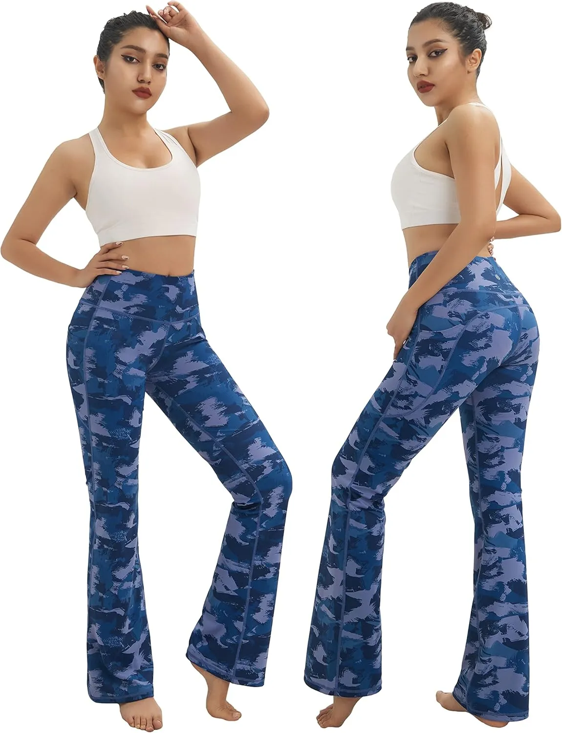 BUBBLELIME 29"/31"/33"/35"/37" Women Bootleg/Wide Legs High Waist Yoga Pants Tummy Control Bootcut Workout Flared Out Pockets