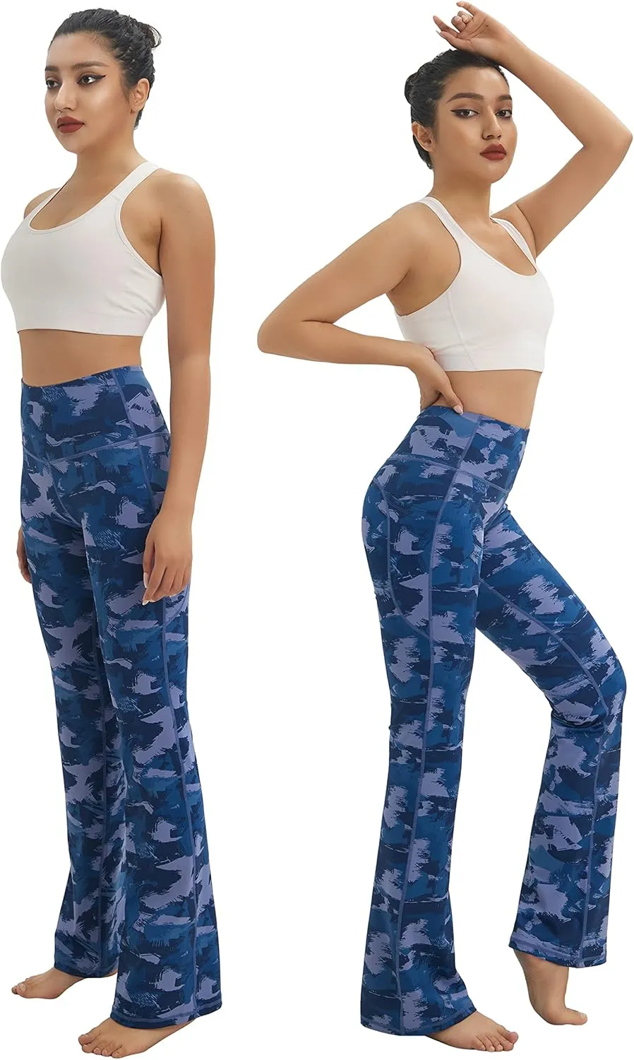 BUBBLELIME 29"/31"/33"/35"/37" Women Bootleg/Wide Legs High Waist Yoga Pants Tummy Control Bootcut Workout Flared Out Pockets