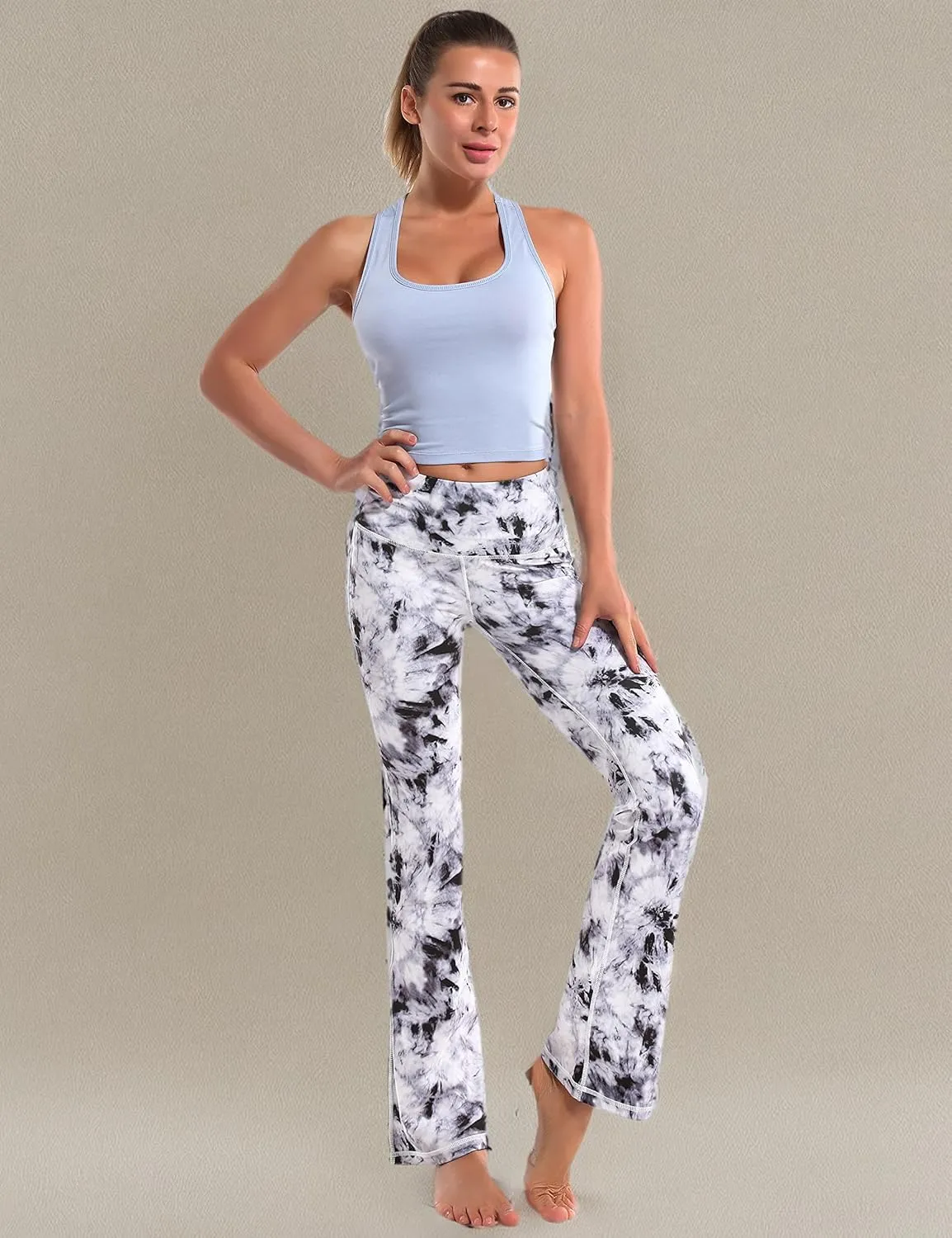 BUBBLELIME 29"/31"/33"/35"/37" Women Bootleg/Wide Legs High Waist Yoga Pants Tummy Control Bootcut Workout Flared Out Pockets