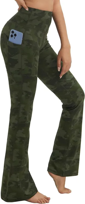 BUBBLELIME 29"/31"/33"/35"/37" Women Bootleg/Wide Legs High Waist Yoga Pants Tummy Control Bootcut Workout Flared Out Pockets