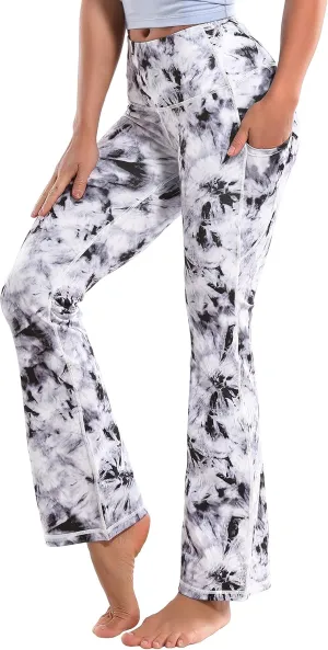 BUBBLELIME 29"/31"/33"/35"/37" Women Bootleg/Wide Legs High Waist Yoga Pants Tummy Control Bootcut Workout Flared Out Pockets