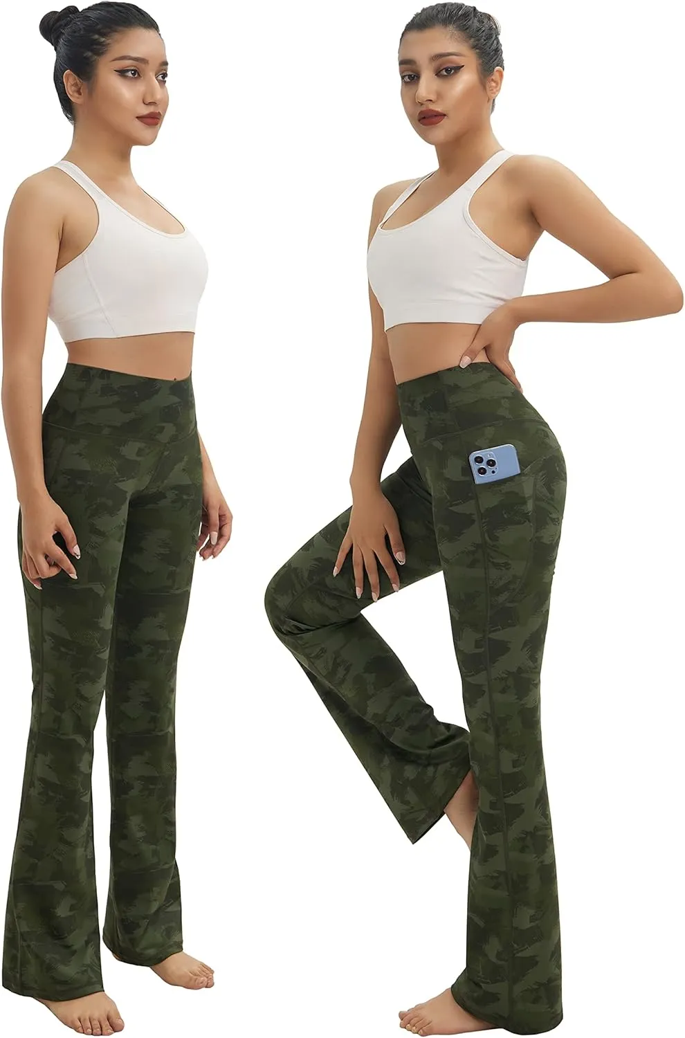 BUBBLELIME 29"/31"/33"/35"/37" Women Bootleg/Wide Legs High Waist Yoga Pants Tummy Control Bootcut Workout Flared Out Pockets
