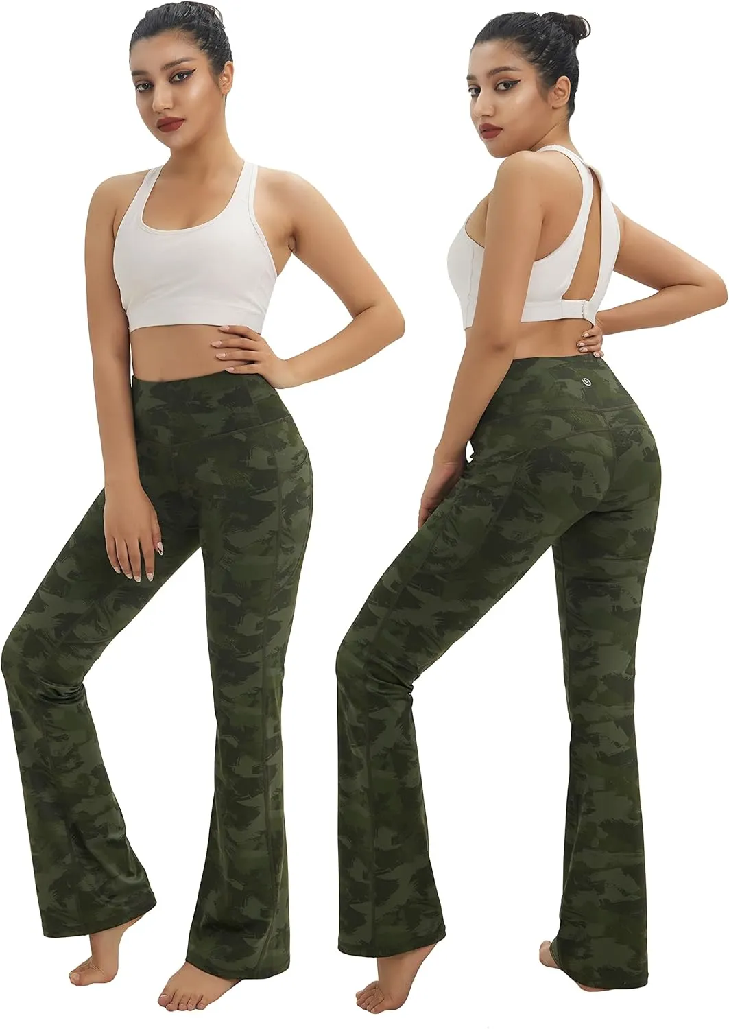 BUBBLELIME 29"/31"/33"/35"/37" Women Bootleg/Wide Legs High Waist Yoga Pants Tummy Control Bootcut Workout Flared Out Pockets