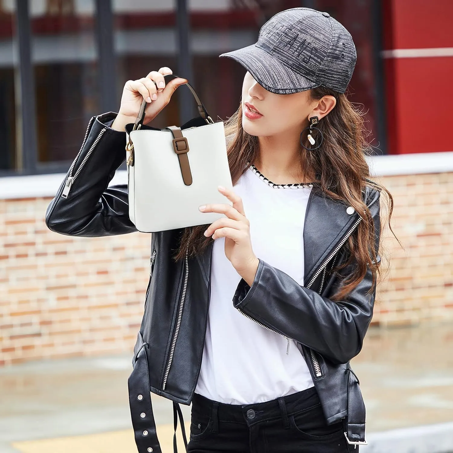 Bucket Bag for Women PU Leather Handbags & Shoulder Bags Fashion Ladies Crossbody Bag Top Handle Clutch Bag