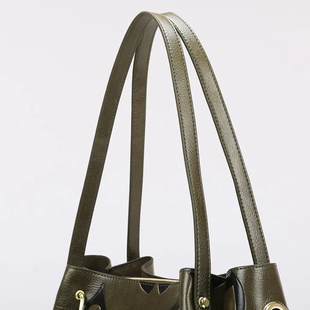 Bucket Bags for Women Floral Embossed Tote Bag Women's Top-handle Handbags Trendy Vintage Vegan Leather Shoulder Bag