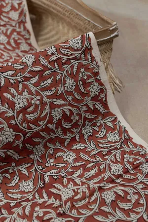 Bunch Florals on Maroon Bagru Cotton Fabric