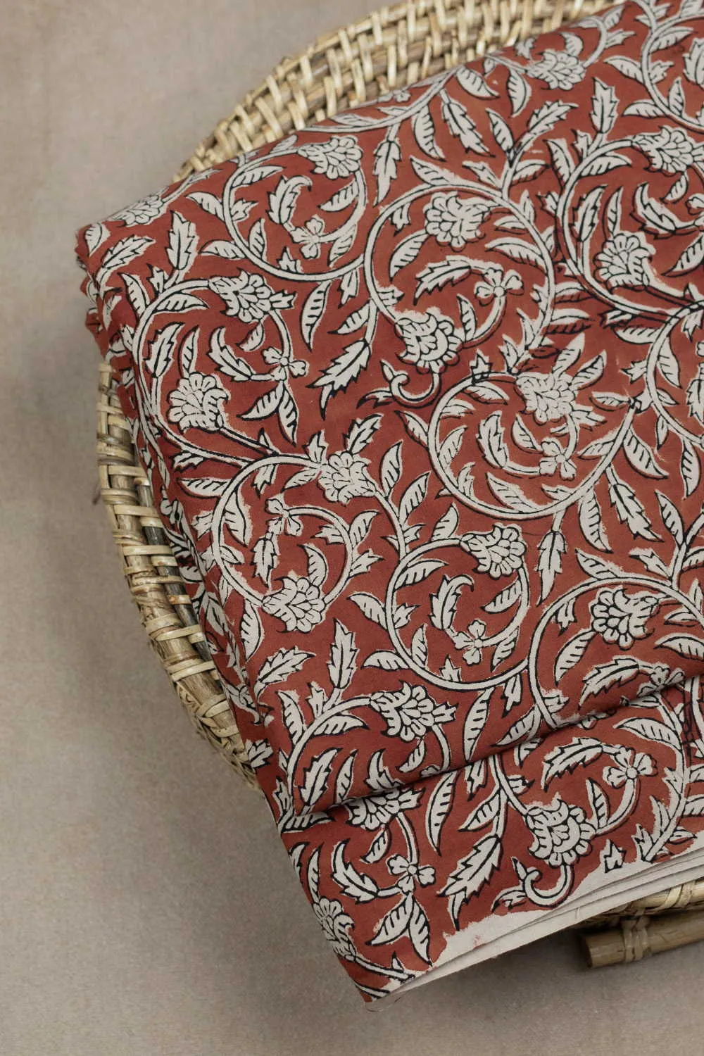 Bunch Florals on Maroon Bagru Cotton Fabric