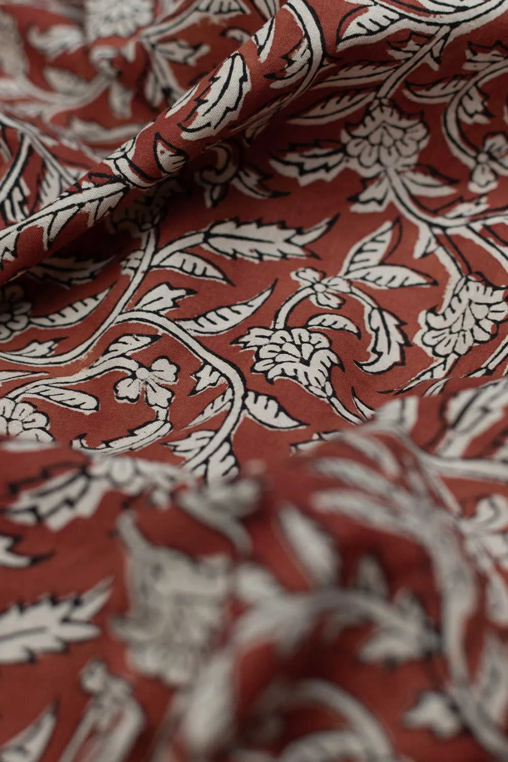 Bunch Florals on Maroon Bagru Cotton Fabric