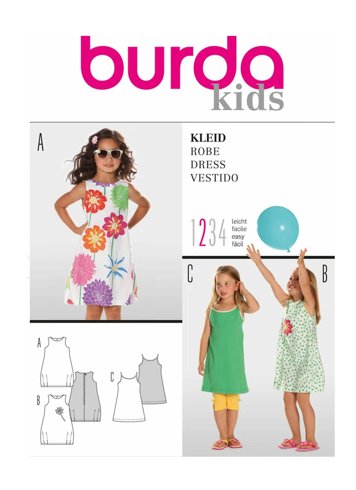 Burda 9544 Girls' Summer Dress Pattern