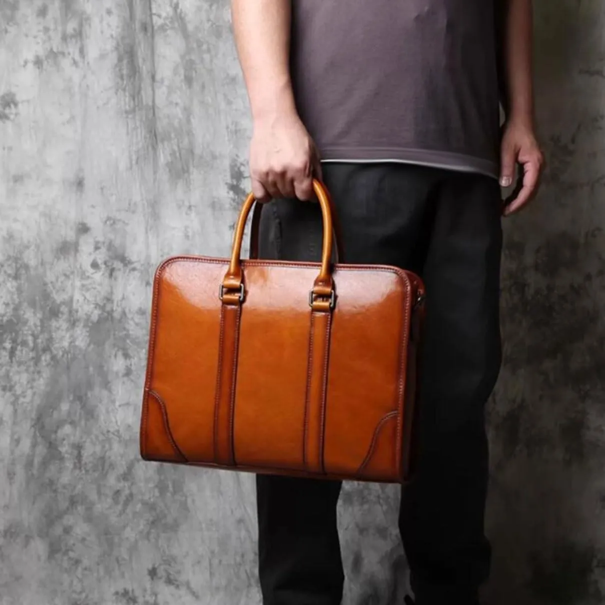 Business Briefcases Mens Messenger Shoulder Bags Genuine Leather Laptop Bags Crossbody Bags Handbags Carrying Cases
