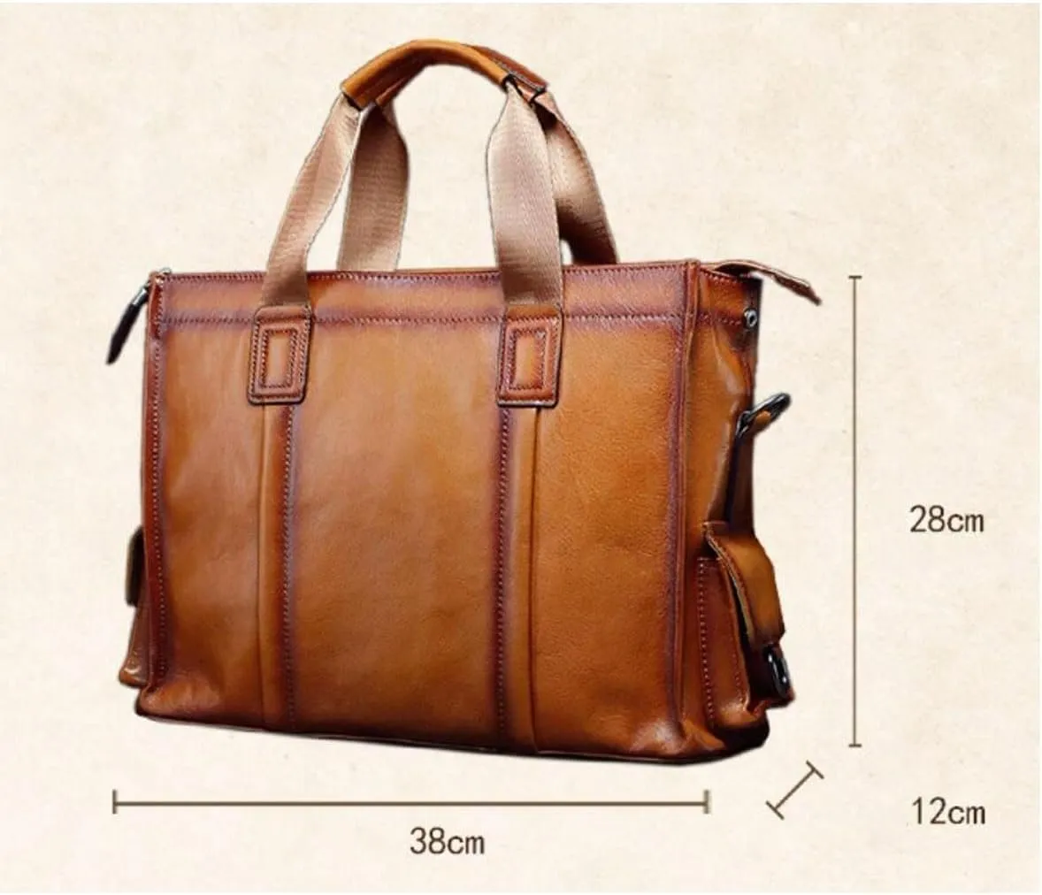 Business Briefcases Mens Messenger Shoulder Bags Handbags Genuine Leather Laptop Bags Travel Bags 15Inch