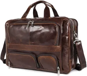 Business Cowhide Messenger Bags, Genuine Leather Briefcase for Men, Briefcases for Men, Travel Luggage Shoulder Bags (Color : Brown)
