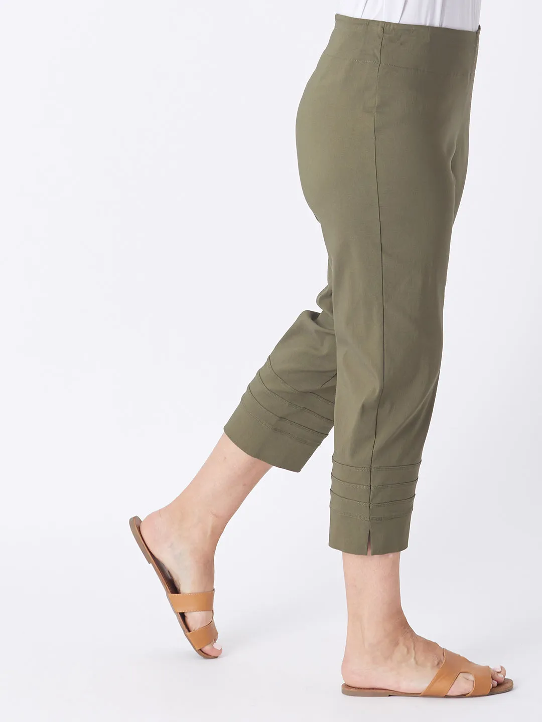 Button 3/4 Length Bengaline Pant - Khaki 24493-SC