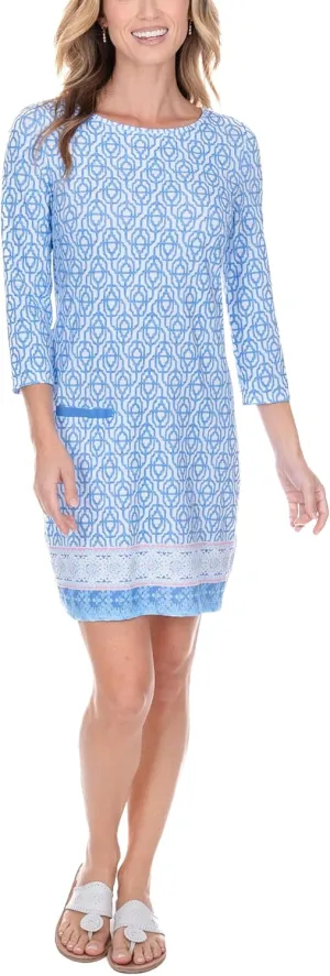 Cabana Life Shift Dress, UPF 50  Sun Protection Casual Dress, Boat Neckline, Quarter Sleeve, Womens Fashion