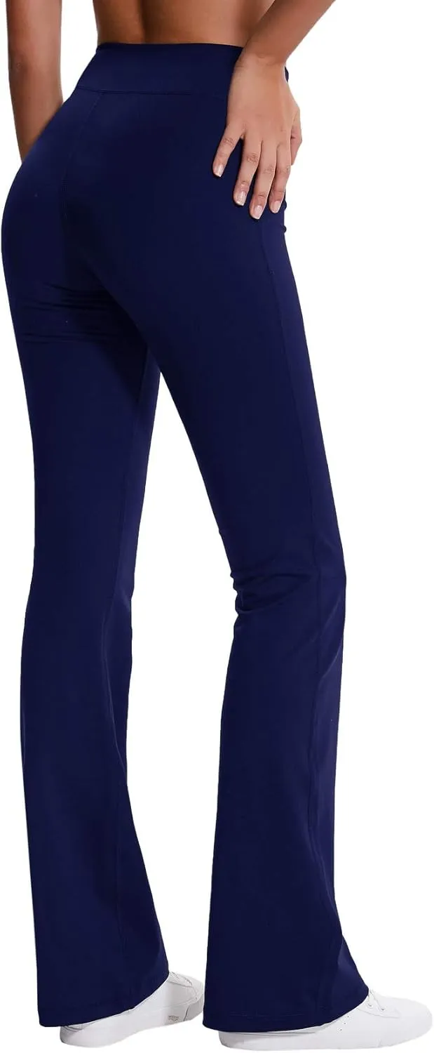 ChinFun Bootcut Wide Leg Yoga Pants with Pockets for Women Bootleg High Waist Workout Tummy Control Flare Work Pants