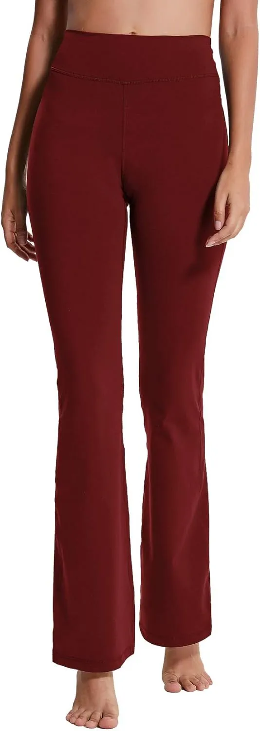 ChinFun Bootcut Wide Leg Yoga Pants with Pockets for Women Bootleg High Waist Workout Tummy Control Flare Work Pants