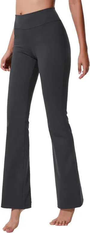 ChinFun Bootcut Wide Leg Yoga Pants with Pockets for Women Bootleg High Waist Workout Tummy Control Flare Work Pants