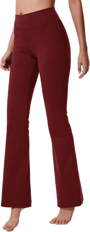 ChinFun Bootcut Wide Leg Yoga Pants with Pockets for Women Bootleg High Waist Workout Tummy Control Flare Work Pants
