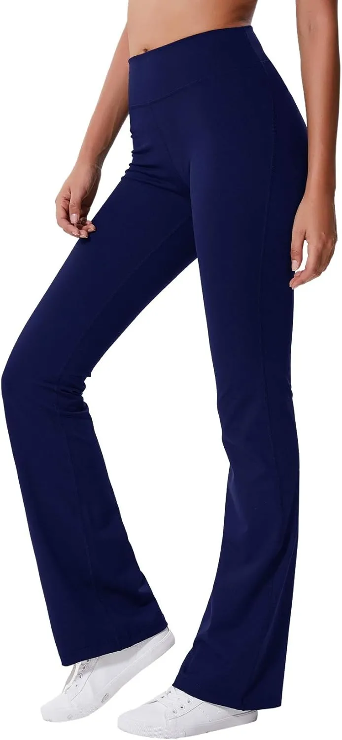 ChinFun Bootcut Wide Leg Yoga Pants with Pockets for Women Bootleg High Waist Workout Tummy Control Flare Work Pants