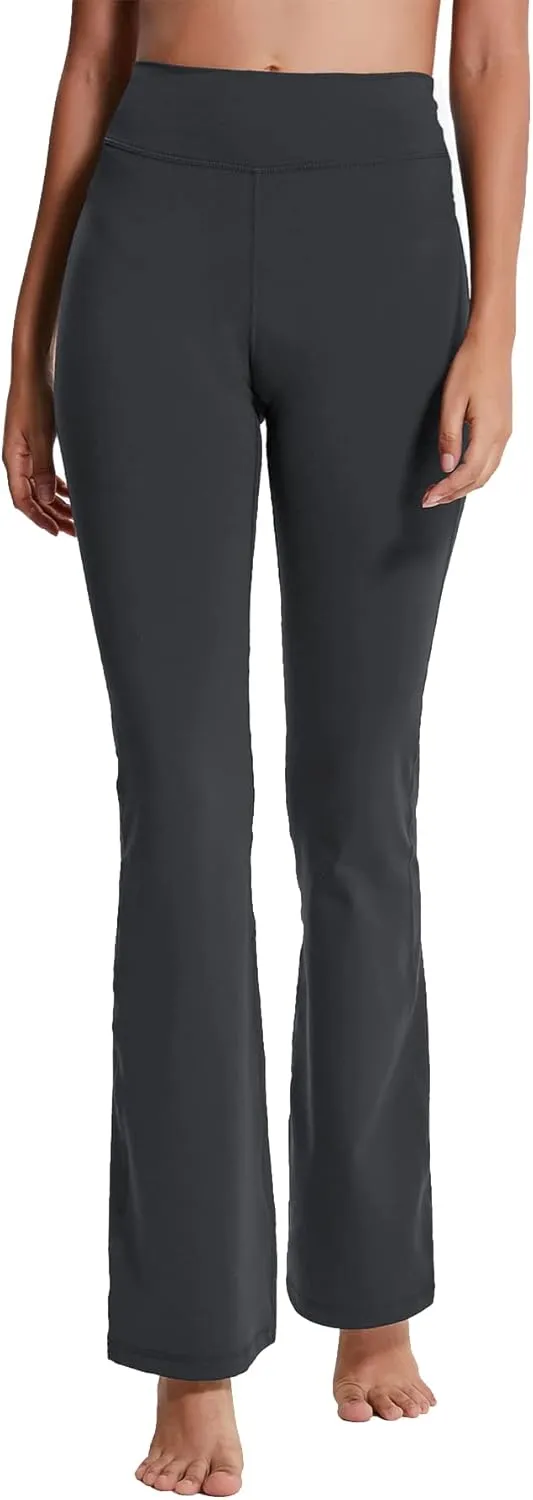 ChinFun Bootcut Wide Leg Yoga Pants with Pockets for Women Bootleg High Waist Workout Tummy Control Flare Work Pants