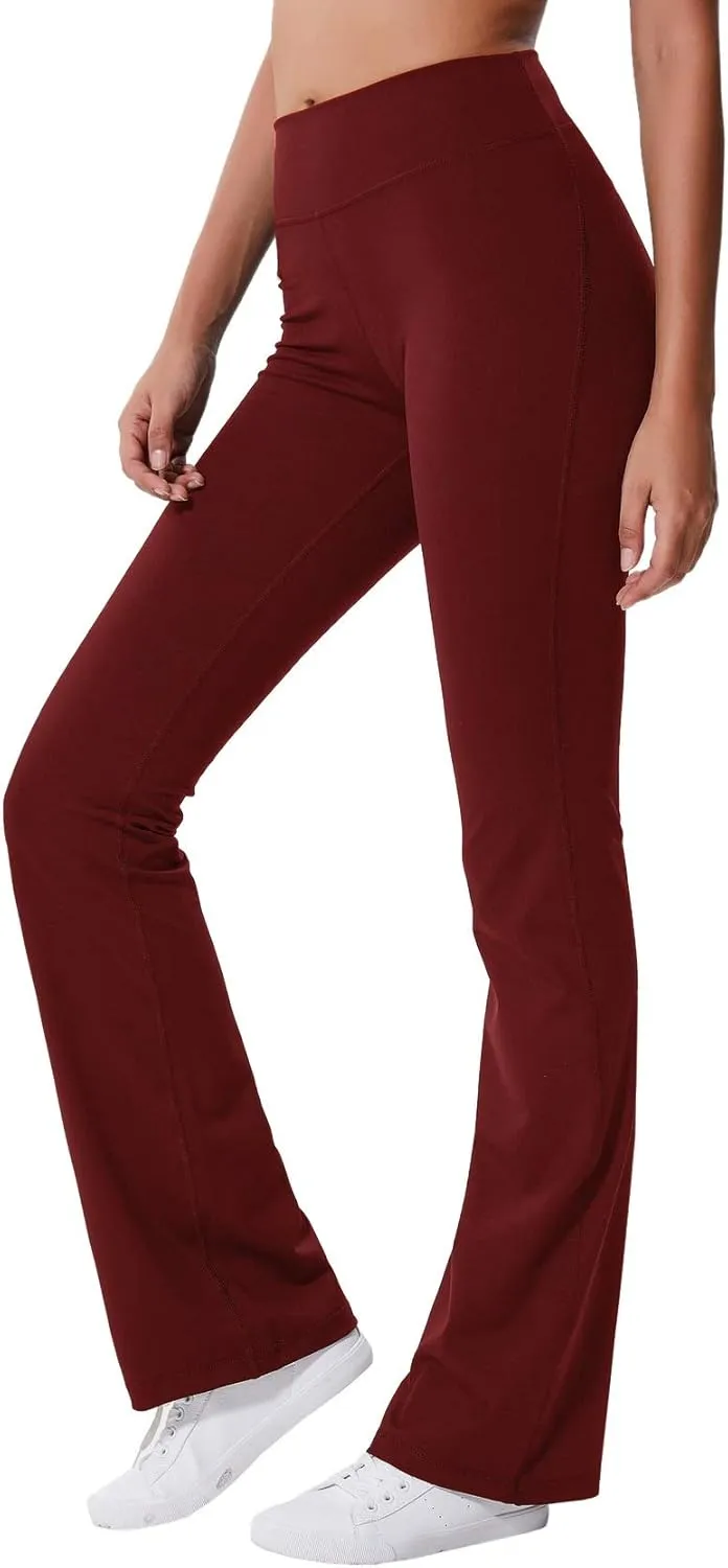 ChinFun Bootcut Wide Leg Yoga Pants with Pockets for Women Bootleg High Waist Workout Tummy Control Flare Work Pants