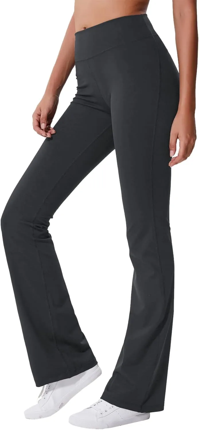 ChinFun Bootcut Wide Leg Yoga Pants with Pockets for Women Bootleg High Waist Workout Tummy Control Flare Work Pants