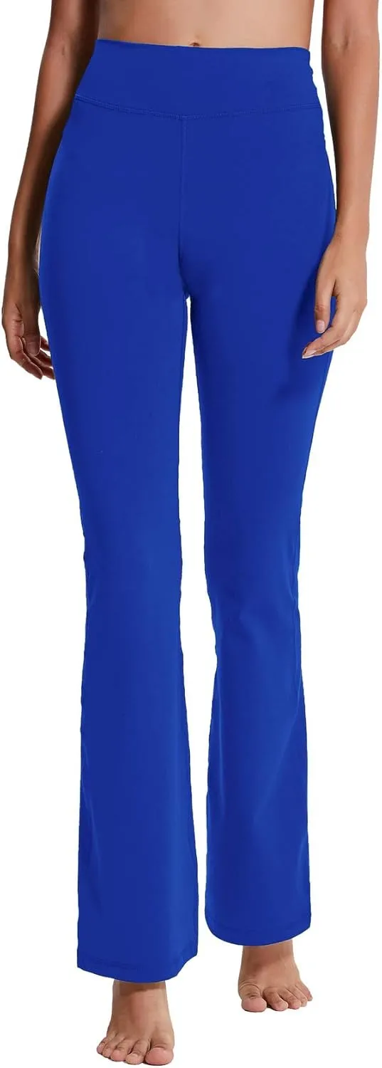 ChinFun Bootcut Wide Leg Yoga Pants with Pockets for Women Bootleg High Waist Workout Tummy Control Flare Work Pants