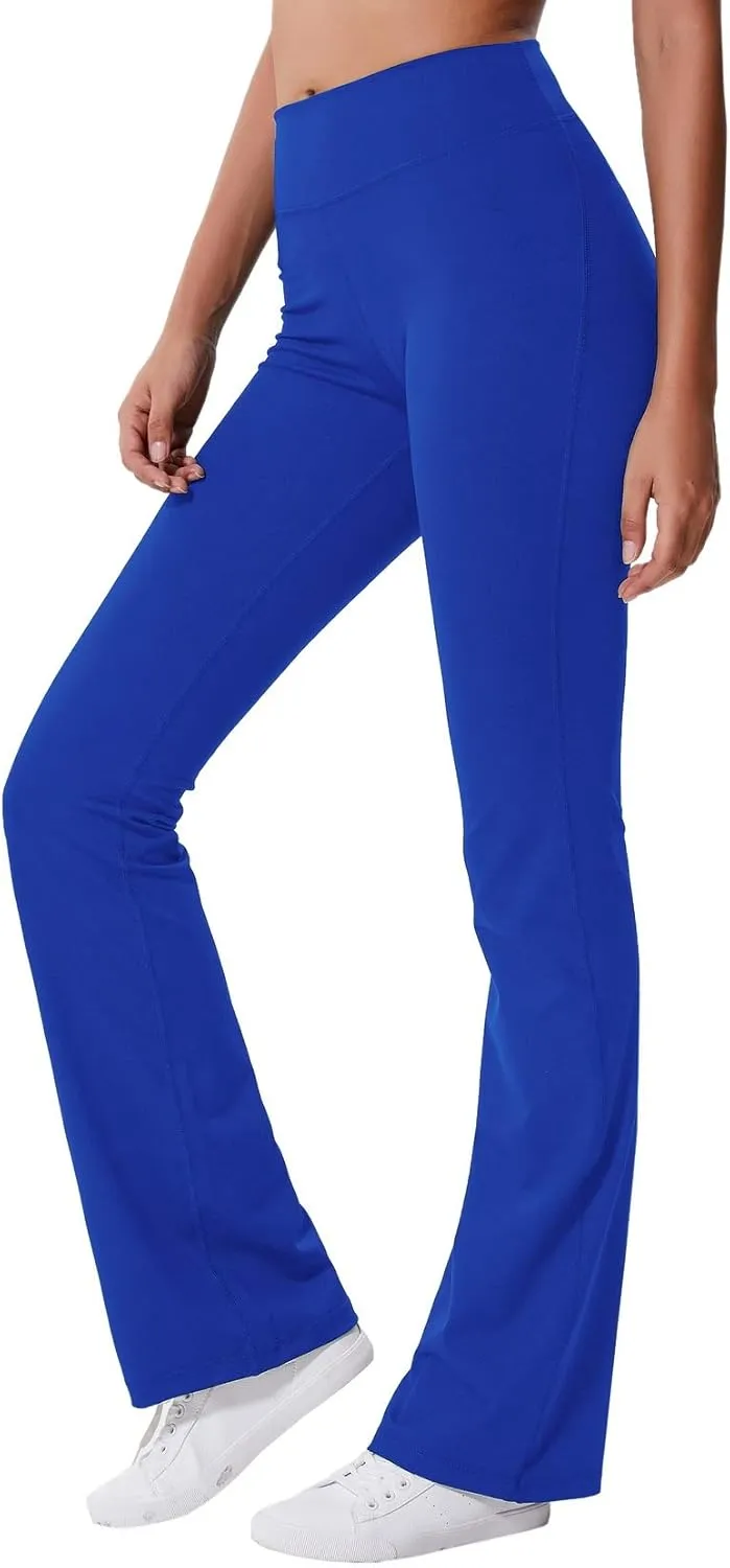 ChinFun Bootcut Wide Leg Yoga Pants with Pockets for Women Bootleg High Waist Workout Tummy Control Flare Work Pants